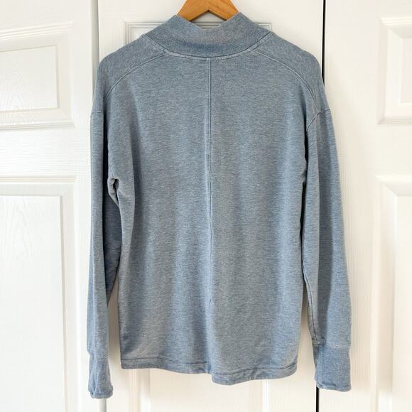 Athleta Coaster Luxe Shawl Collar Pullover Sweatshirt Blue Size S Petite EUC - Picture 7 of 8